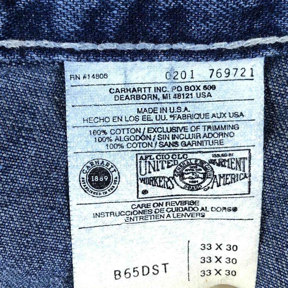 Vintage Carhartt Jeans Mens 33x30 Blue Relaxed Straight Denim Workwear B65DST